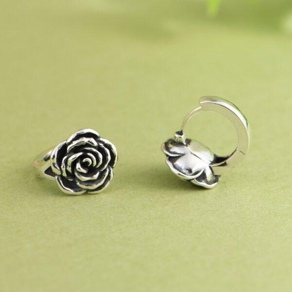 rose earrings, hoop earrings, sterling silver earrings, a pair earrings - Image 3
