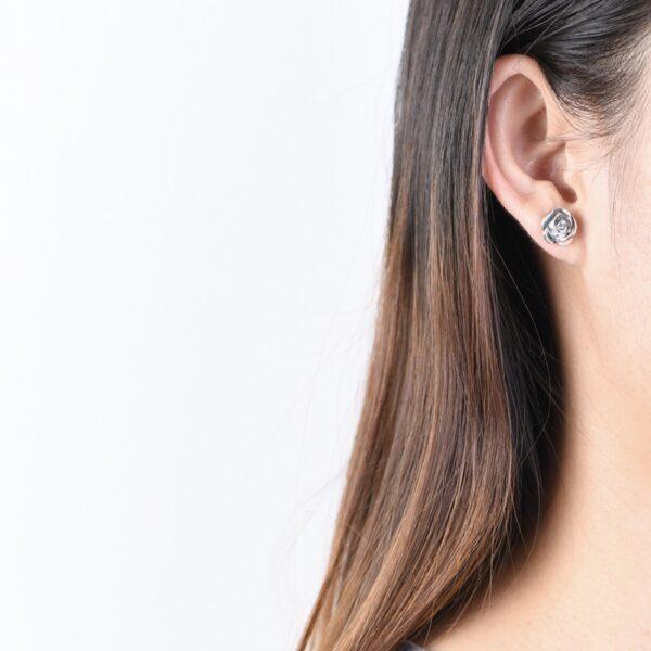 rose earrings, stud earrings, sterling silver earrings, a pair earrings - Image 4