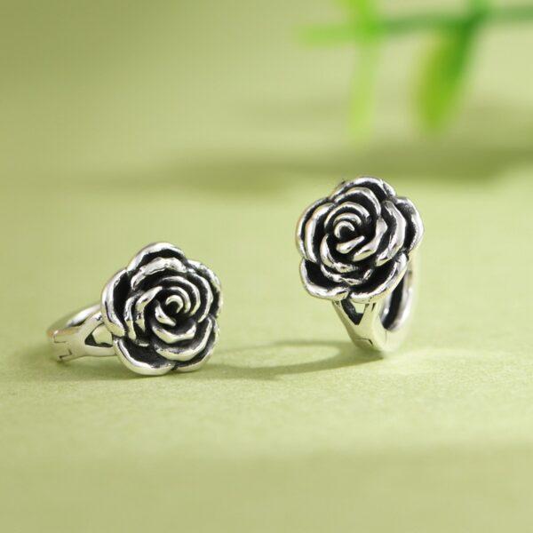 rose earrings, hoop earrings, sterling silver earrings, a pair earrings - Image 4