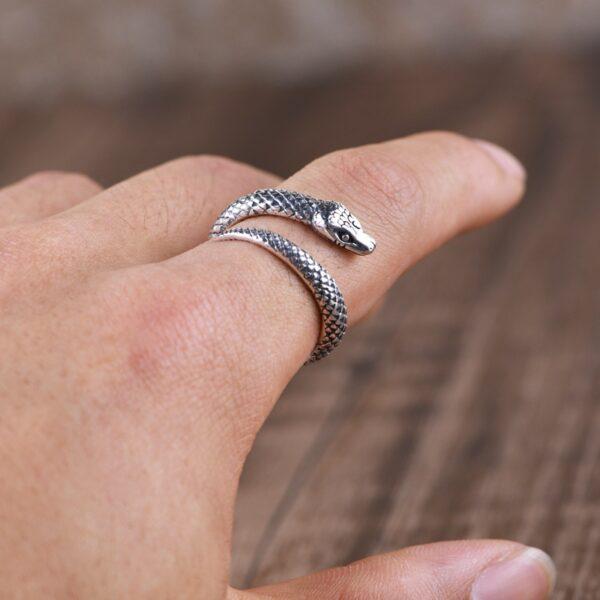 snake ring, silver ring, open ring, adjustable ring, s925 sterling silver ring - Image 5