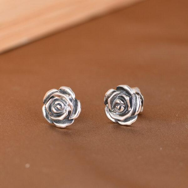 rose earrings, stud earrings, sterling silver earrings, a pair earrings - Image 6