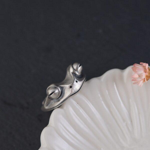 frog ring, silver ring, open ring, adjustable ring, matte surface ring, s925 sterling silver ring - Image 8