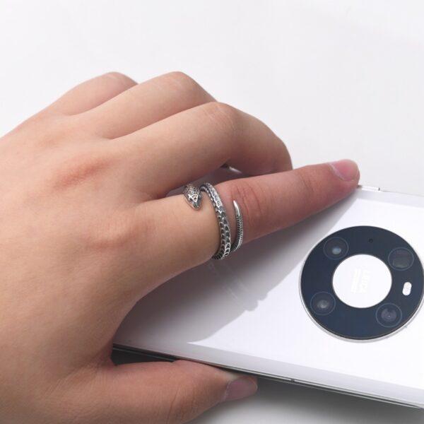 snake ring, silver ring, open ring, adjustable ring, s925 sterling silver ring - Image 9