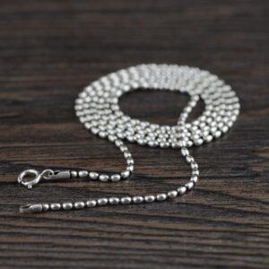 rice bead chain necklace, s925 sterling silver necklace, oxidized silver necklace