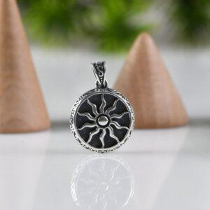 sun flame pendant, round pendant, s925 sterling silver pendant