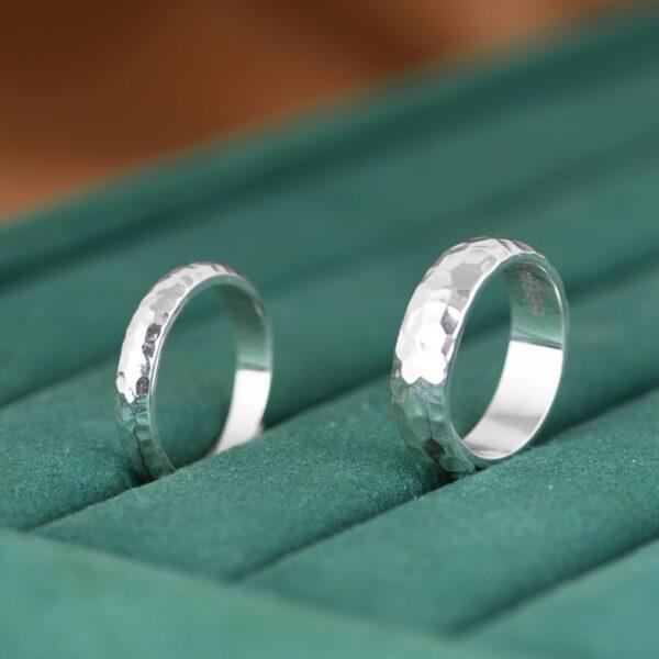 simple ring, uneven surface ring, silver ring, open ring, adjustable ring, s999 pure silver ring
