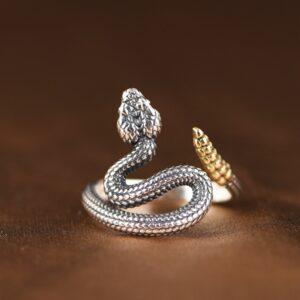 Rattlesnake ring, snake ring, silver ring, open ring, adjustable ring, s925 sterling silver ring