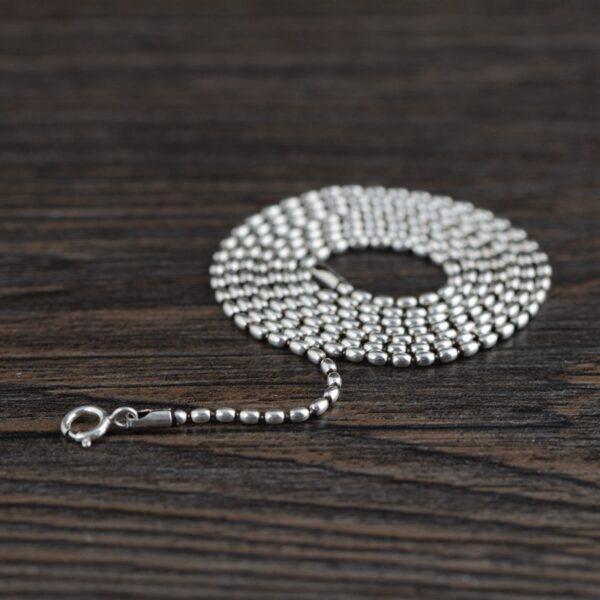 rice bead chain necklace, s925 sterling silver necklace, oxidized silver necklace - Image 2