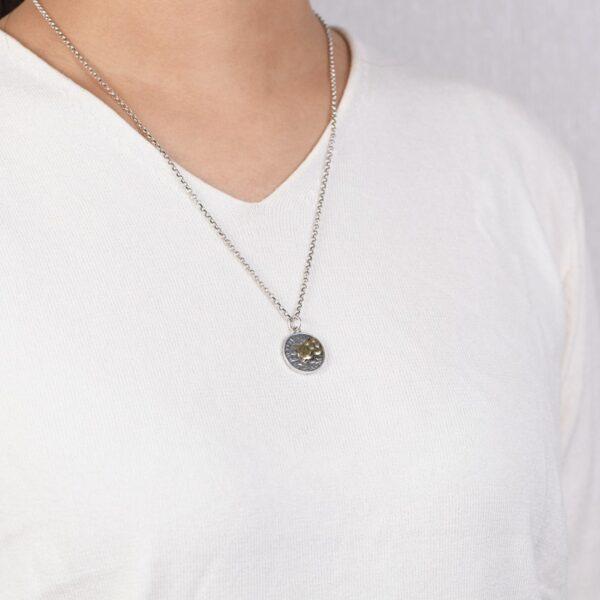 cat pendant, round pendant, s925 sterling silver pendant - Image 2