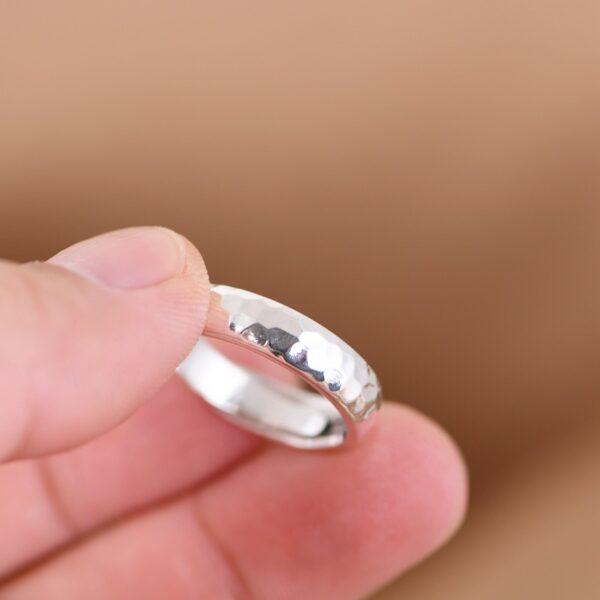 simple ring, uneven surface ring, silver ring, open ring, adjustable ring, s999 pure silver ring - Image 2