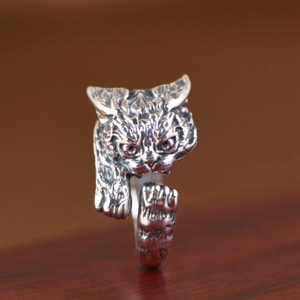 cat ring, cute ring, silver ring, open ring, adjustable ring, s925 sterling silver ring - Image 2