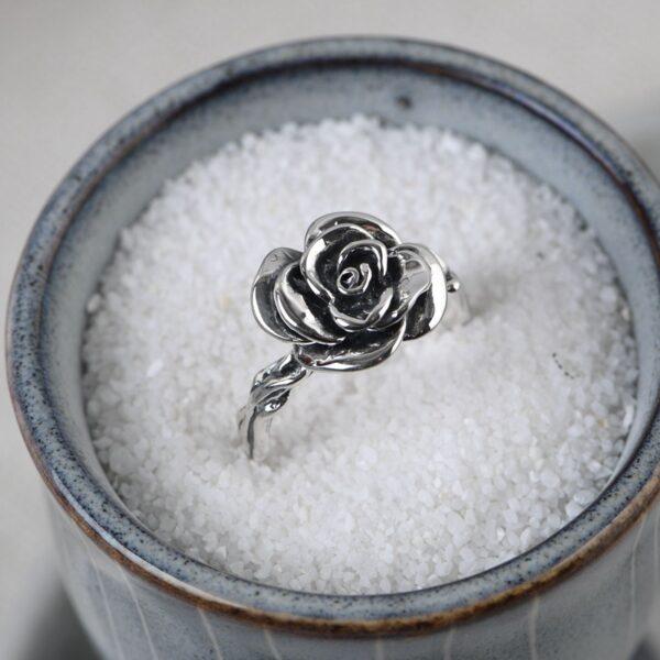 rose flower ring, flower ring, silver ring, open ring, adjustable ring, s925 sterling silver ring - Image 2