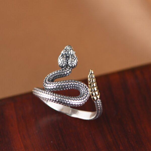 Rattlesnake ring, snake ring, silver ring, open ring, adjustable ring, s925 sterling silver ring - Image 2