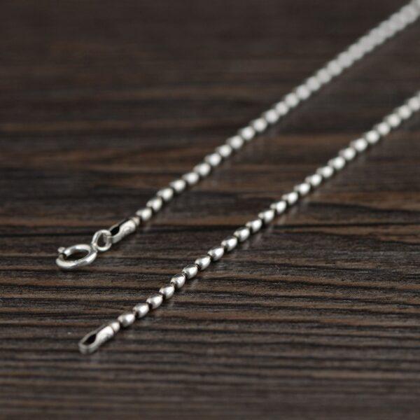 rice bead chain necklace, s925 sterling silver necklace, oxidized silver necklace - Image 3