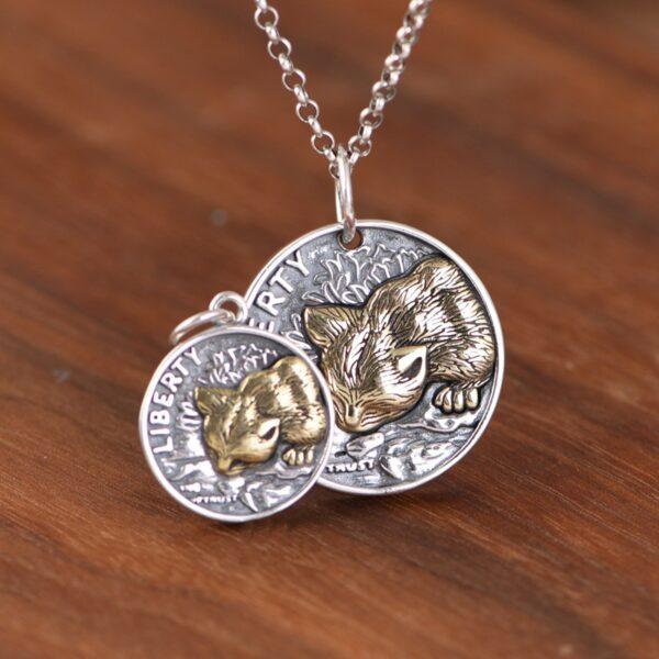 cat pendant, round pendant, s925 sterling silver pendant - Image 3