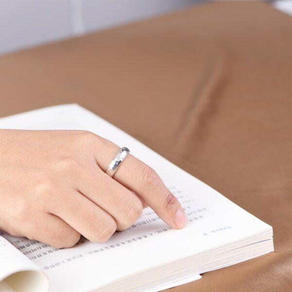 simple ring, uneven surface ring, silver ring, open ring, adjustable ring, s999 pure silver ring - Image 3