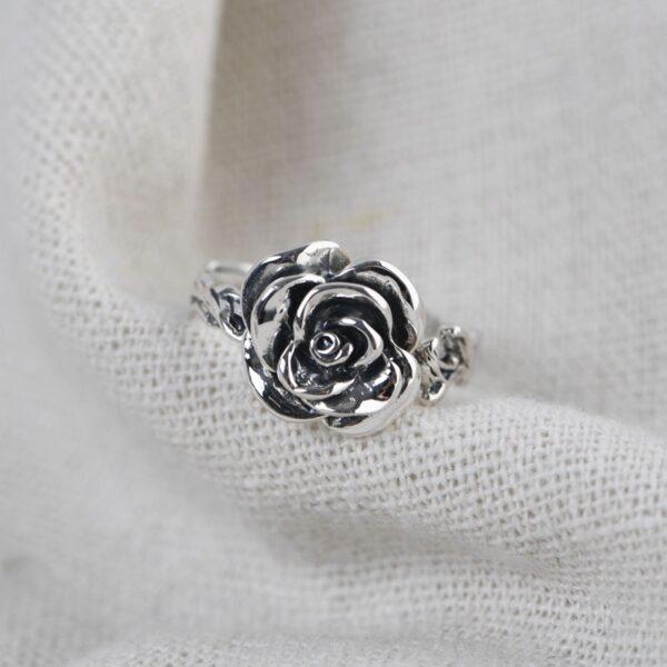 rose flower ring, flower ring, silver ring, open ring, adjustable ring, s925 sterling silver ring - Image 3