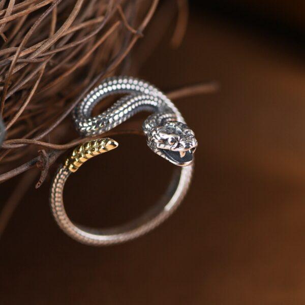 Rattlesnake ring, snake ring, silver ring, open ring, adjustable ring, s925 sterling silver ring - Image 3