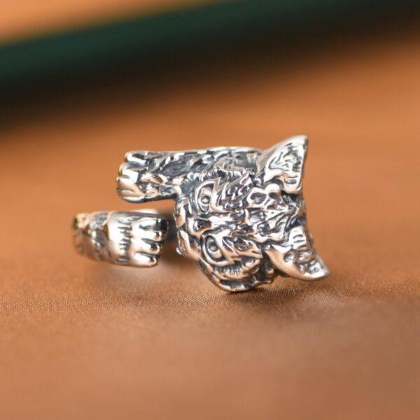 cat ring, cute ring, silver ring, open ring, adjustable ring, s925 sterling silver ring - Image 4