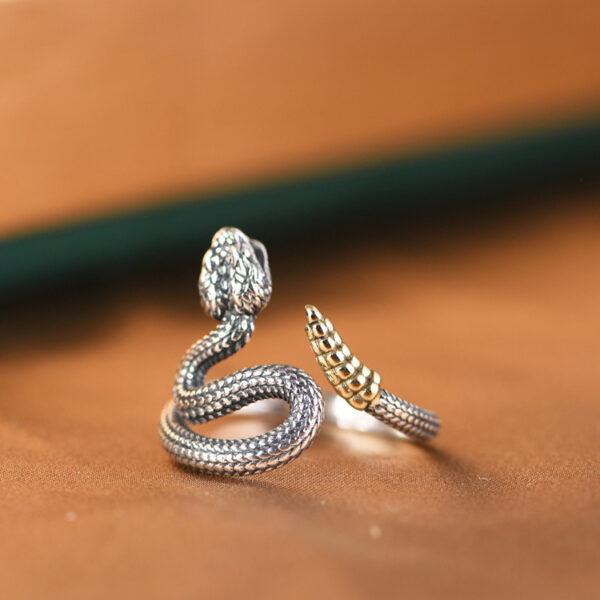 Rattlesnake ring, snake ring, silver ring, open ring, adjustable ring, s925 sterling silver ring - Image 4