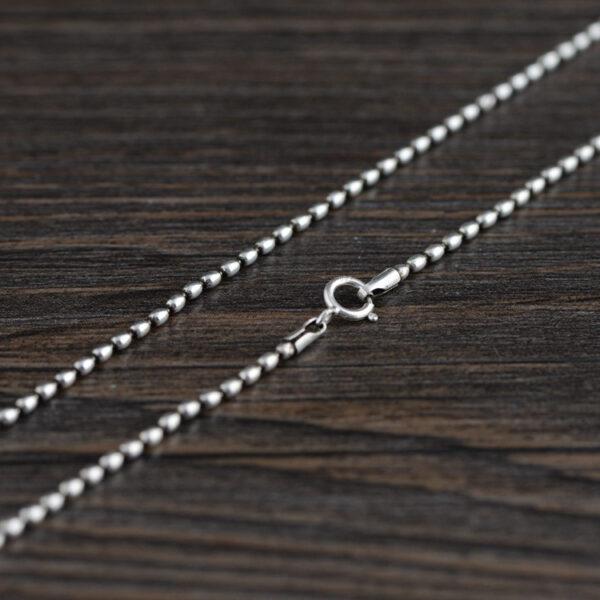 rice bead chain necklace, s925 sterling silver necklace, oxidized silver necklace - Image 5