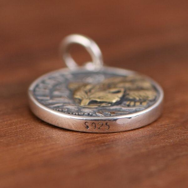 cat pendant, round pendant, s925 sterling silver pendant - Image 5