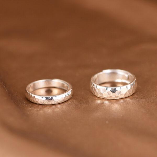 simple ring, uneven surface ring, silver ring, open ring, adjustable ring, s999 pure silver ring - Image 5