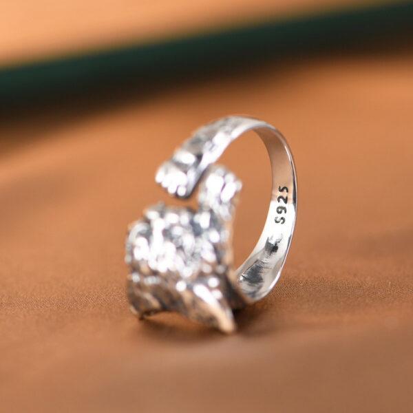 cat ring, cute ring, silver ring, open ring, adjustable ring, s925 sterling silver ring - Image 5