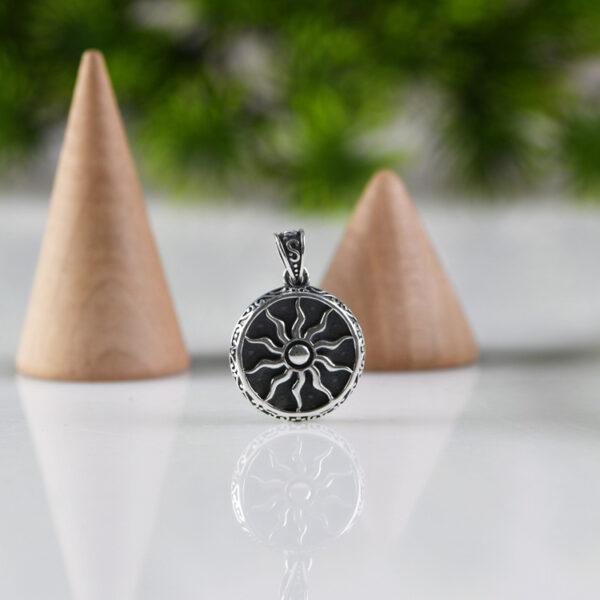 sun flame pendant, round pendant, s925 sterling silver pendant - Image 5