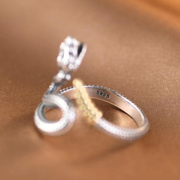 Rattlesnake ring, snake ring, silver ring, open ring, adjustable ring, s925 sterling silver ring - Image 5