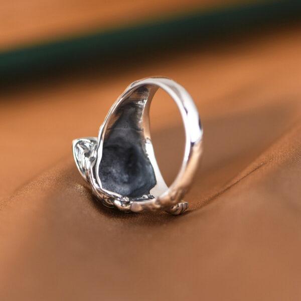 cat ring, cute ring, silver ring, open ring, adjustable ring, s925 sterling silver ring - Image 6
