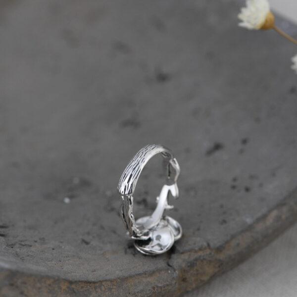 rose flower ring, flower ring, silver ring, open ring, adjustable ring, s925 sterling silver ring - Image 6