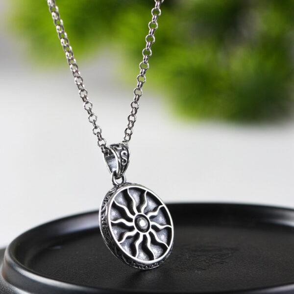 sun flame pendant, round pendant, s925 sterling silver pendant - Image 6