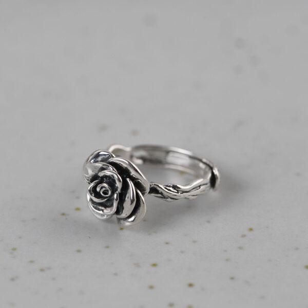 rose flower ring, flower ring, silver ring, open ring, adjustable ring, s925 sterling silver ring - Image 7