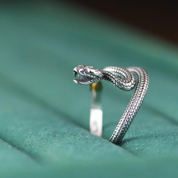 Rattlesnake ring, snake ring, silver ring, open ring, adjustable ring, s925 sterling silver ring - Image 7