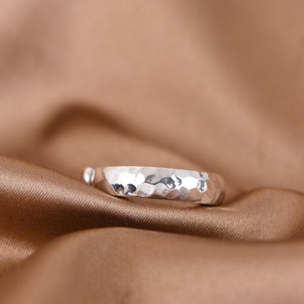 simple ring, uneven surface ring, silver ring, open ring, adjustable ring, s999 pure silver ring - Image 7