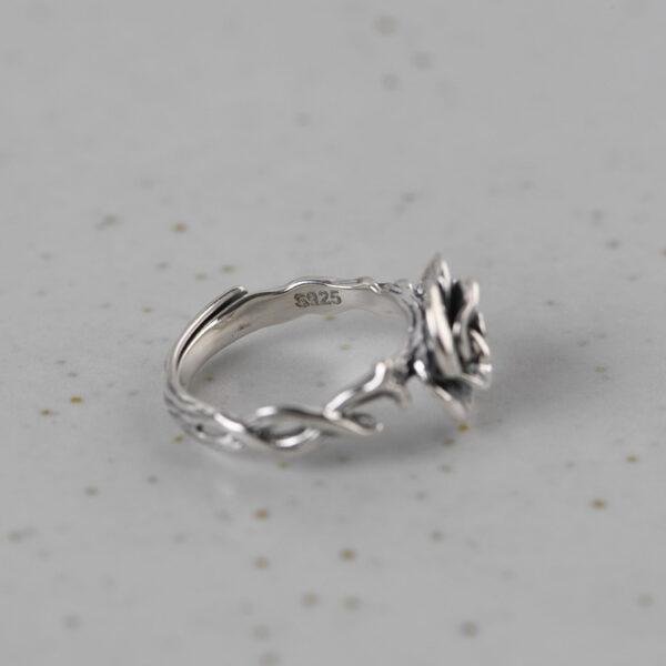 rose flower ring, flower ring, silver ring, open ring, adjustable ring, s925 sterling silver ring - Image 8