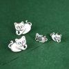 S925 Sterling Silver Matte Cat Stud Earrings