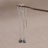 S925 Sterling Silver Polished Pom Pom Tassel Threader Dangle Earrings