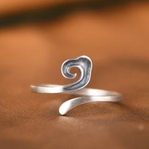 S925 Sterling Silver Auspicious Cloud Adjustable Open Women Ring One Size Fits All
