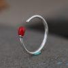 S925 Sterling Silver Minimalist Matchstick Style Adjustable Open Plain Band Ring