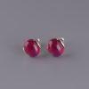 S925 Sterling Silver Minimalist Oval Synthetic Ruby Stud Earrings Elegant Women Daily Wear Small Ear Jewelry Gift