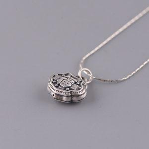 S999 Fine Silver Retro Ruyi Pendant with Fu Character Pattern