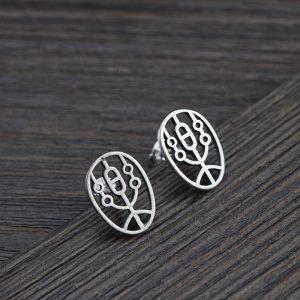 S925 Sterling Silve Cutout "Le" Character Happiness Stud Earrings