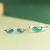 S925 Sterling Silver Enamel Dolphin Adjustable Open Ring