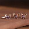 S925 Sterling Silver Enamel Buttefly Adjustable Open Ring