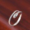 S925 Sterling Silver Snake Shape Adjustable Open Ring