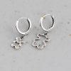 S925 Sterling Silver Asymmetrical Hollow Bear Drop Earrings