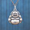 Small S999 Fine Silver Retro Maitreya Buddha Pendant