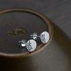 S925 Sterling Silver Round Xi Happiness Character Stud Earrings